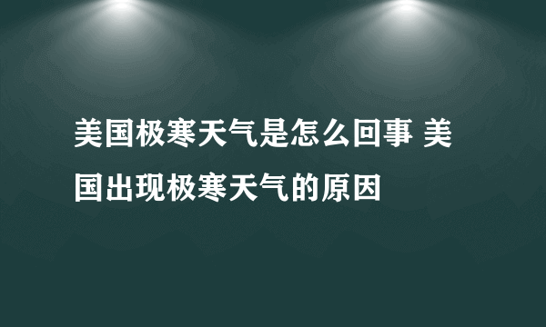 美国极寒天气是怎么回事 美国出现极寒天气的原因