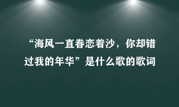 “海风一直眷恋着沙，你却错过我的年华”是什么歌的歌词