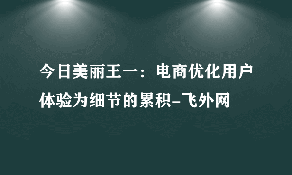 今日美丽王一：电商优化用户体验为细节的累积-飞外网