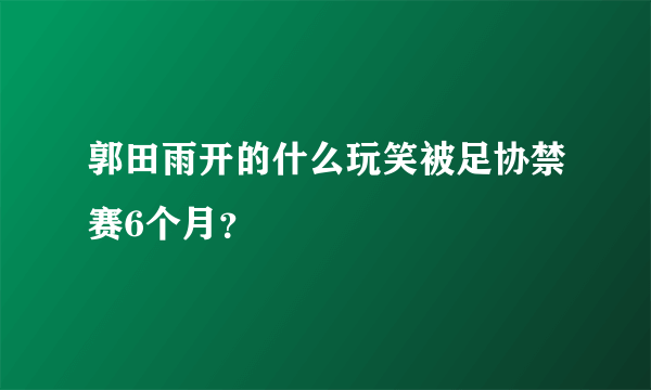 郭田雨开的什么玩笑被足协禁赛6个月？