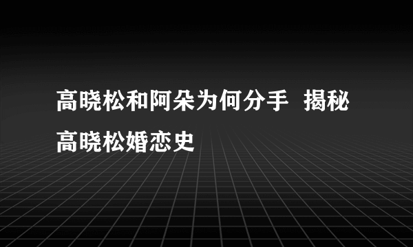 高晓松和阿朵为何分手  揭秘高晓松婚恋史