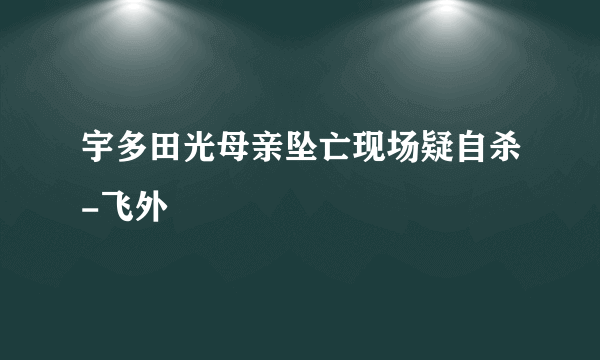 宇多田光母亲坠亡现场疑自杀-飞外