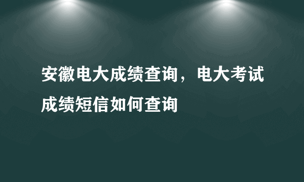 安徽电大成绩查询，电大考试成绩短信如何查询