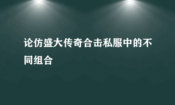 论仿盛大传奇合击私服中的不同组合