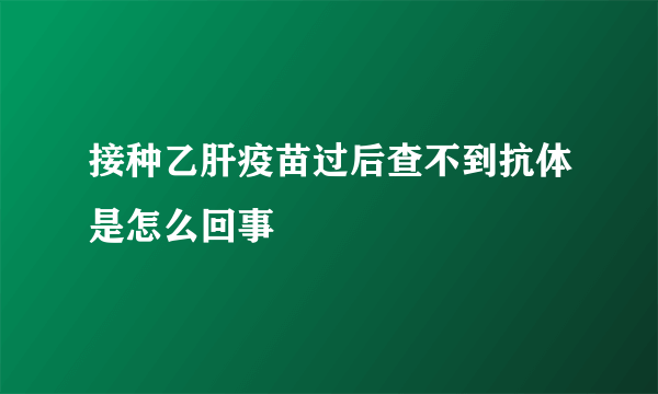 接种乙肝疫苗过后查不到抗体是怎么回事