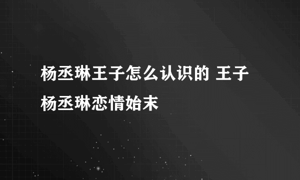 杨丞琳王子怎么认识的 王子杨丞琳恋情始末