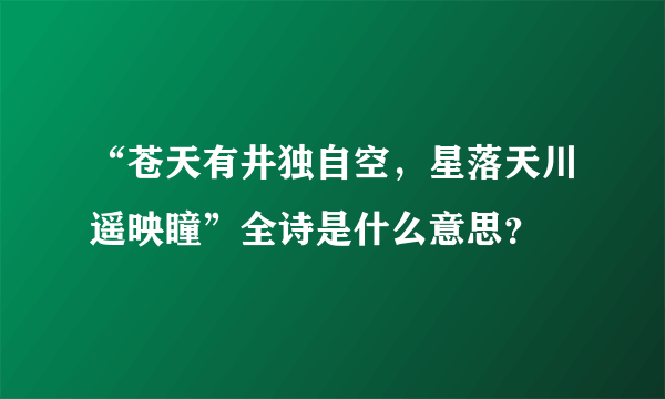 “苍天有井独自空，星落天川遥映瞳”全诗是什么意思？