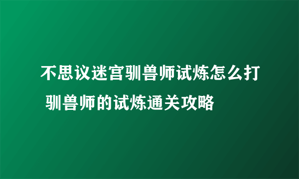 不思议迷宫驯兽师试炼怎么打 驯兽师的试炼通关攻略