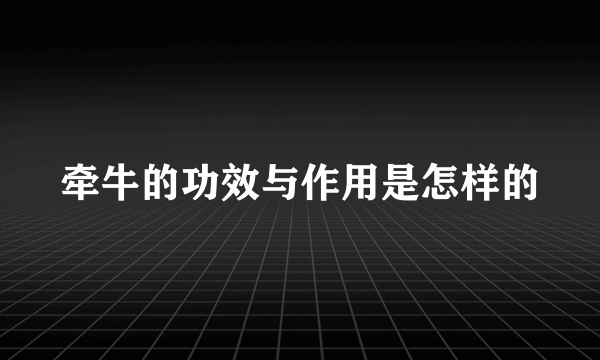 牵牛的功效与作用是怎样的