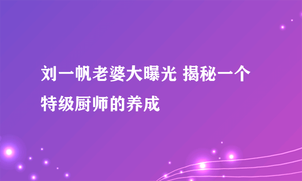 刘一帆老婆大曝光 揭秘一个特级厨师的养成