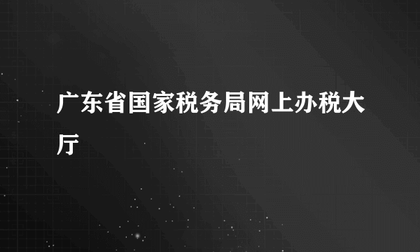 广东省国家税务局网上办税大厅