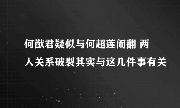 何猷君疑似与何超莲闹翻 两人关系破裂其实与这几件事有关