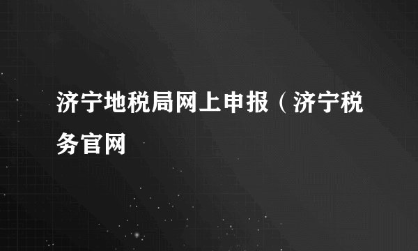 济宁地税局网上申报（济宁税务官网