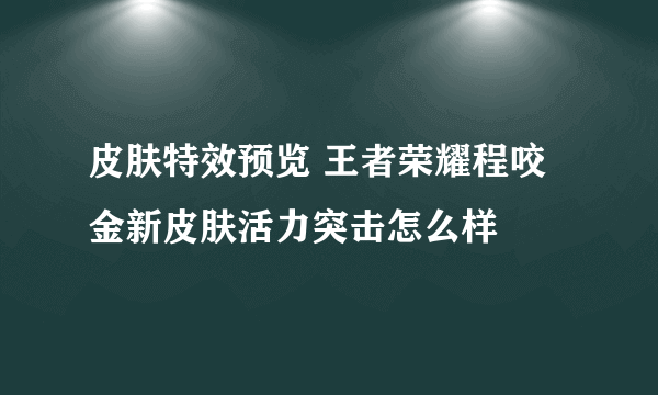 皮肤特效预览 王者荣耀程咬金新皮肤活力突击怎么样