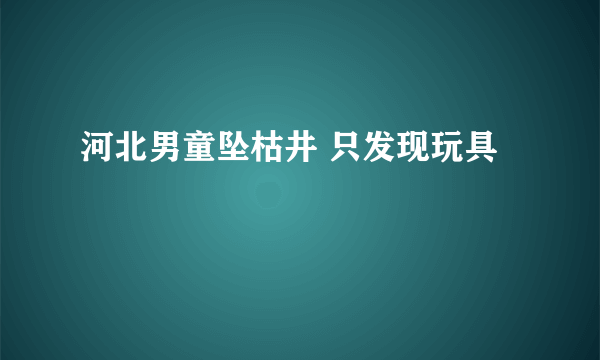 河北男童坠枯井 只发现玩具