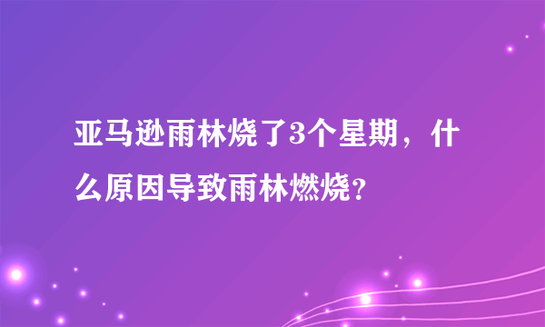 亚马逊雨林烧了3个星期，什么原因导致雨林燃烧？