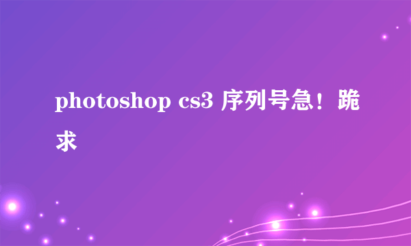 photoshop cs3 序列号急！跪求