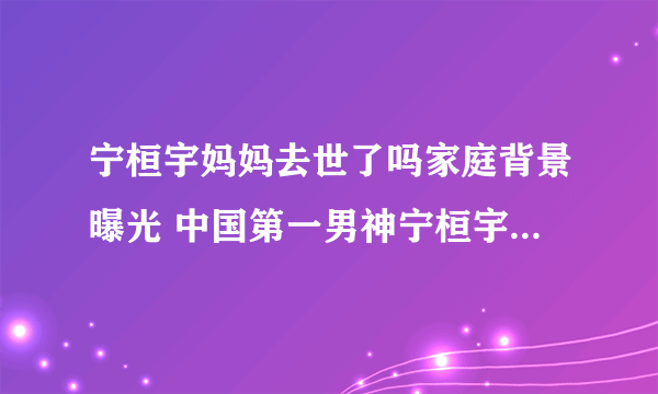 宁桓宇妈妈去世了吗家庭背景曝光 中国第一男神宁桓宇为何叫七哥