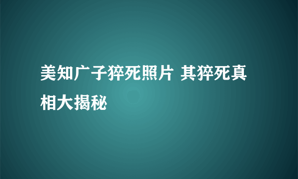 美知广子猝死照片 其猝死真相大揭秘