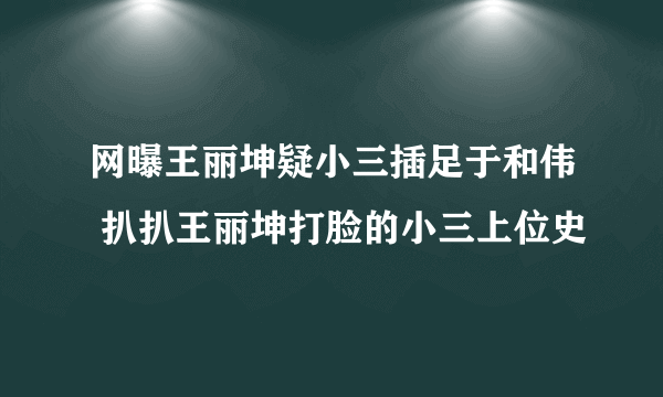 网曝王丽坤疑小三插足于和伟 扒扒王丽坤打脸的小三上位史