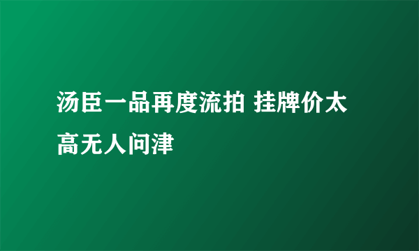 汤臣一品再度流拍 挂牌价太高无人问津