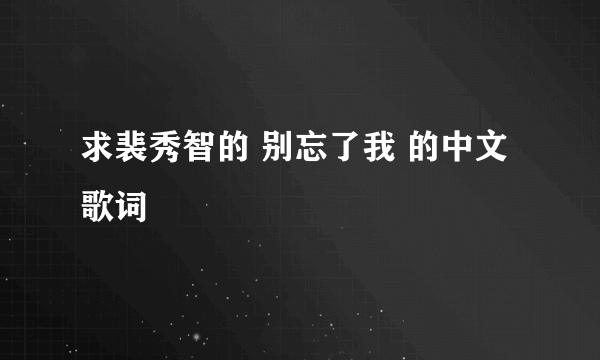 求裴秀智的 别忘了我 的中文歌词