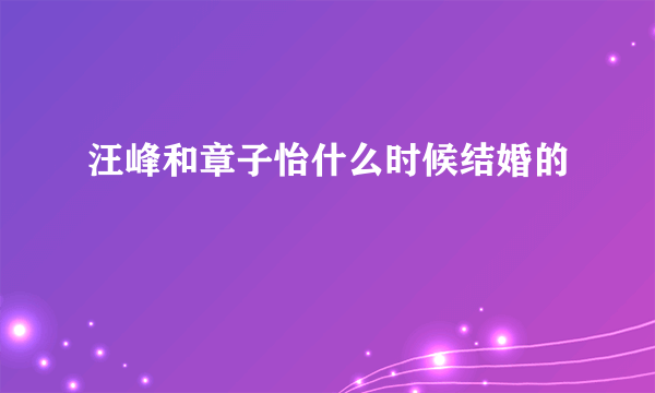 汪峰和章子怡什么时候结婚的