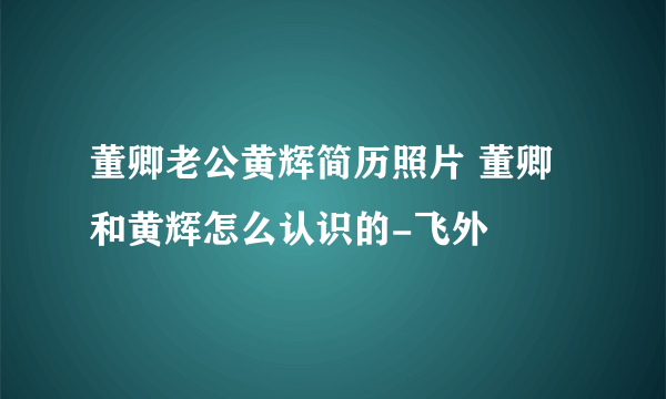 董卿老公黄辉简历照片 董卿和黄辉怎么认识的-飞外