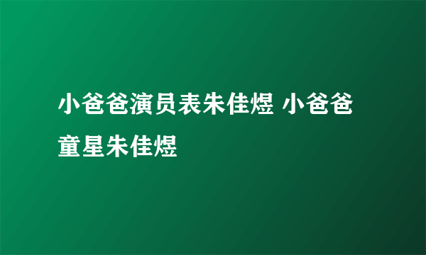 小爸爸演员表朱佳煜 小爸爸童星朱佳煜