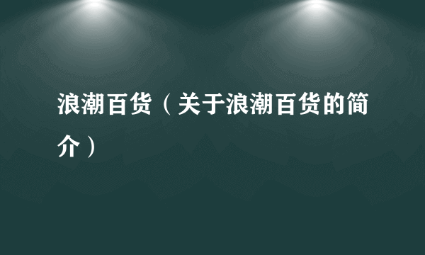 浪潮百货（关于浪潮百货的简介）