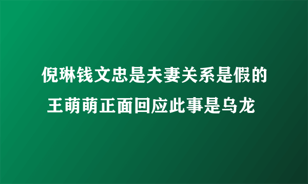 倪琳钱文忠是夫妻关系是假的 王萌萌正面回应此事是乌龙