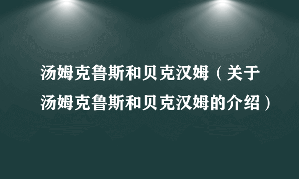 汤姆克鲁斯和贝克汉姆（关于汤姆克鲁斯和贝克汉姆的介绍）