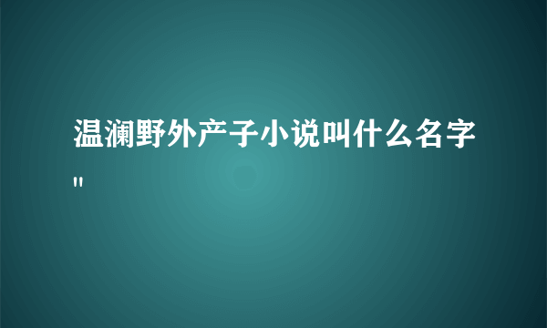 温澜野外产子小说叫什么名字