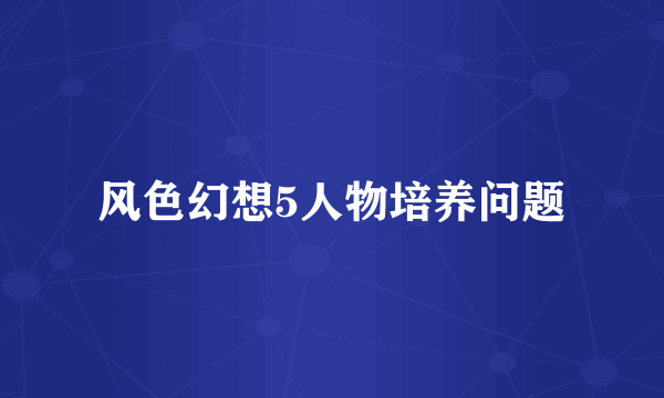 风色幻想5人物培养问题