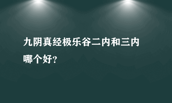 九阴真经极乐谷二内和三内 哪个好？