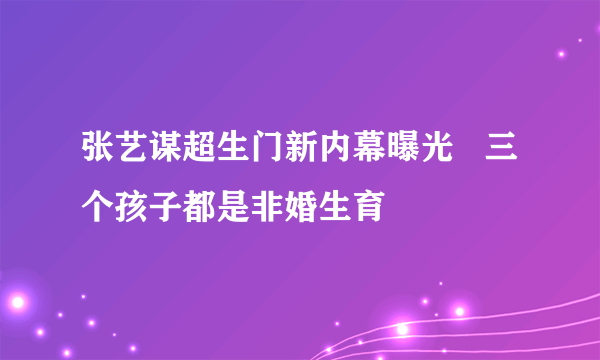 张艺谋超生门新内幕曝光   三个孩子都是非婚生育