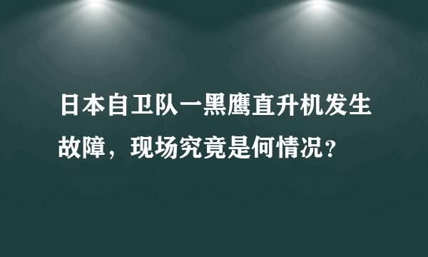 日本自卫队一黑鹰直升机发生故障，现场究竟是何情况？