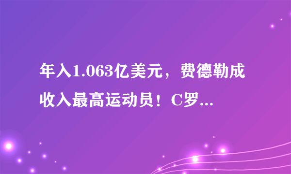 年入1.063亿美元，费德勒成收入最高运动员！C罗、梅西有点“委屈”