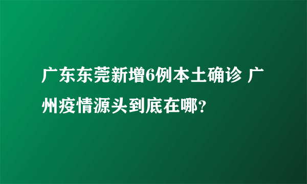 广东东莞新增6例本土确诊 广州疫情源头到底在哪？