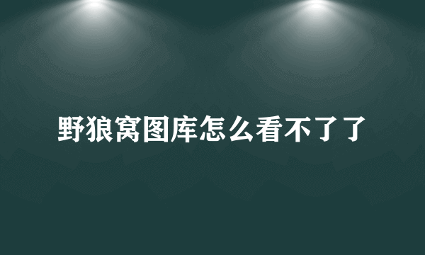 野狼窝图库怎么看不了了