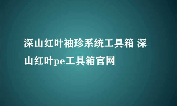 深山红叶袖珍系统工具箱 深山红叶pe工具箱官网