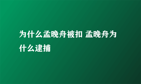 为什么孟晚舟被扣 孟晚舟为什么逮捕