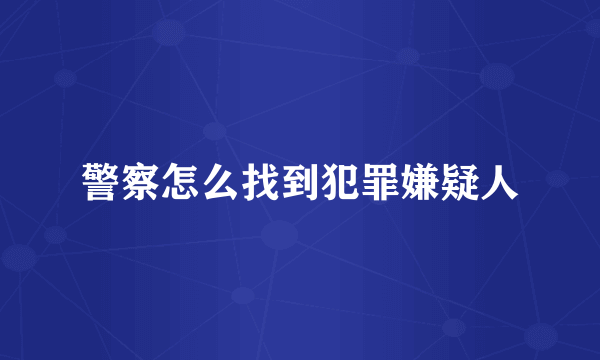 警察怎么找到犯罪嫌疑人