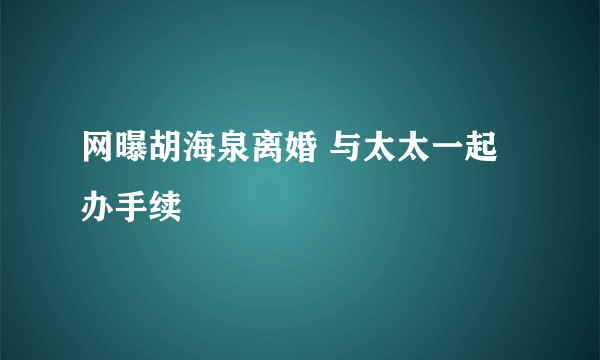 网曝胡海泉离婚 与太太一起办手续