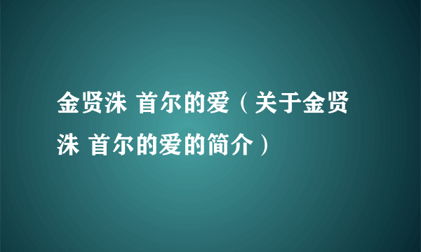 金贤洙 首尔的爱（关于金贤洙 首尔的爱的简介）