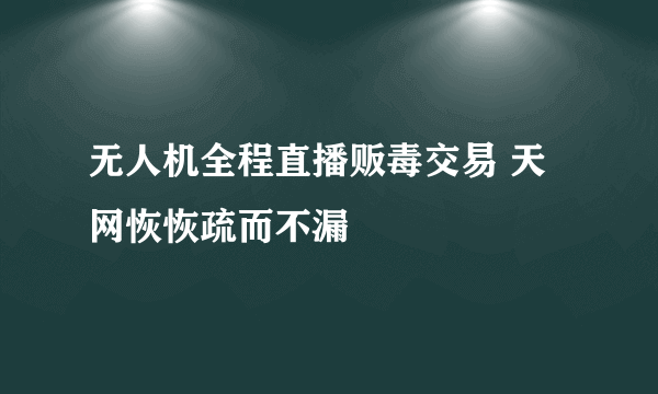 无人机全程直播贩毒交易 天网恢恢疏而不漏