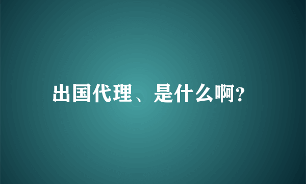 出国代理、是什么啊？