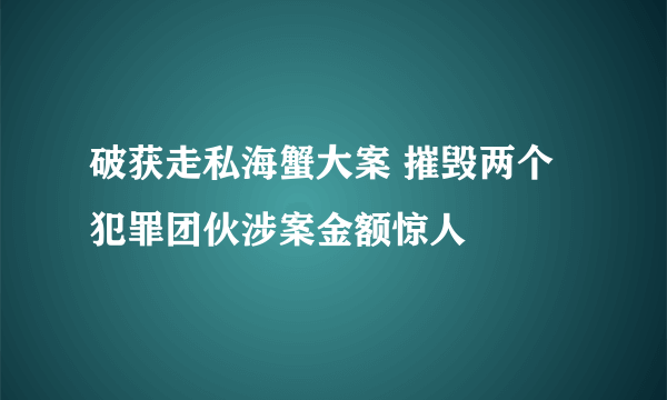 破获走私海蟹大案 摧毁两个犯罪团伙涉案金额惊人