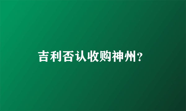 吉利否认收购神州？