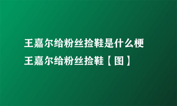 王嘉尔给粉丝捡鞋是什么梗 王嘉尔给粉丝捡鞋【图】